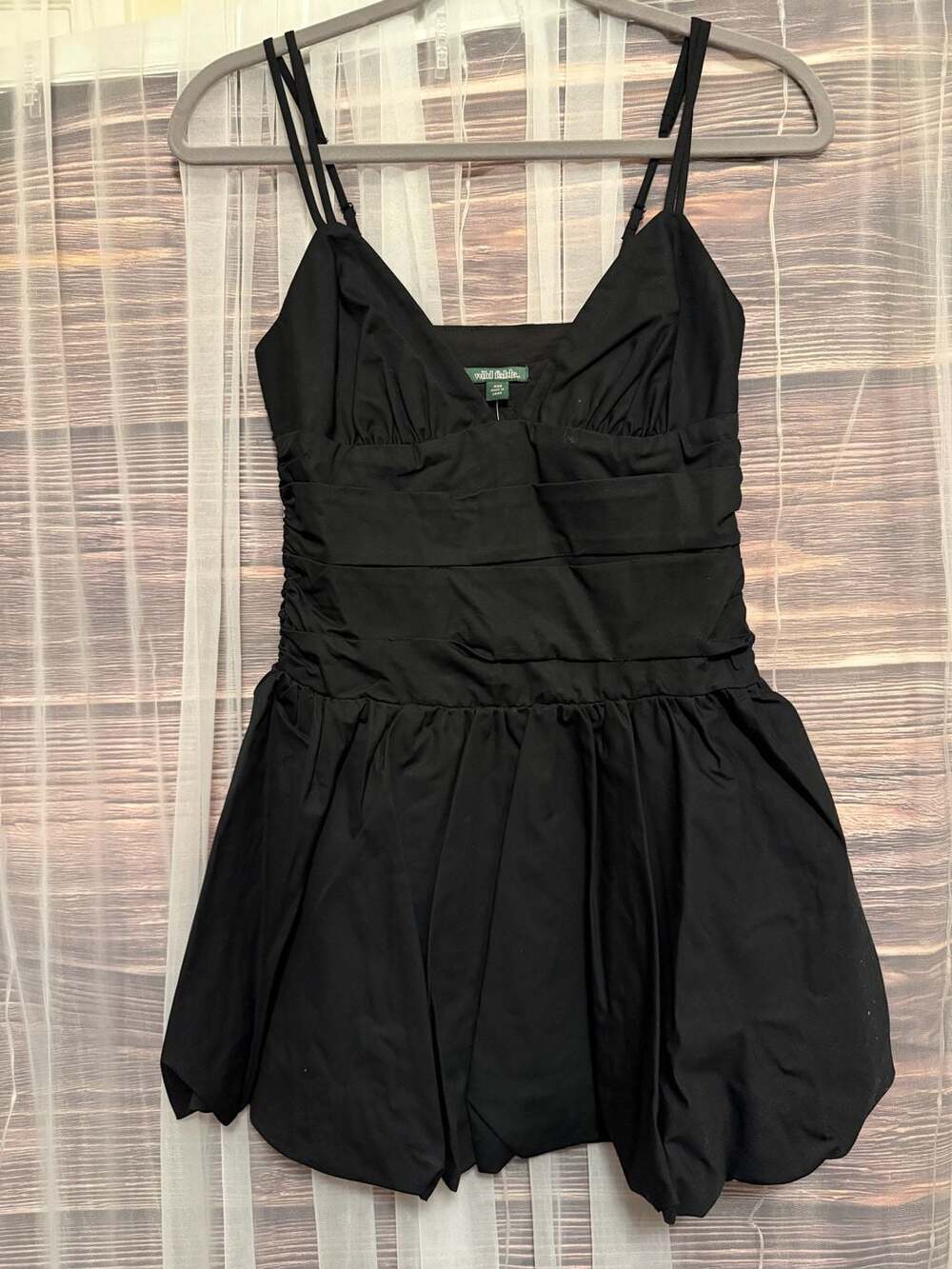 Wild Fable Black Ruched Bubble Hem Mini Dress XXS